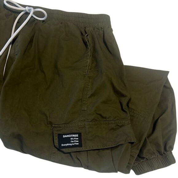 Sangtree Olive Green Cargo Pockets Streetwear Jogger Pants Size XL - Picture 2 of 11